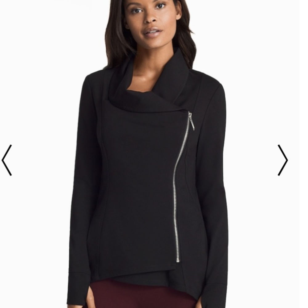 NWT WHBM ASYMMETRICAL ZIP-FRONT BLACK JACKET sz 4